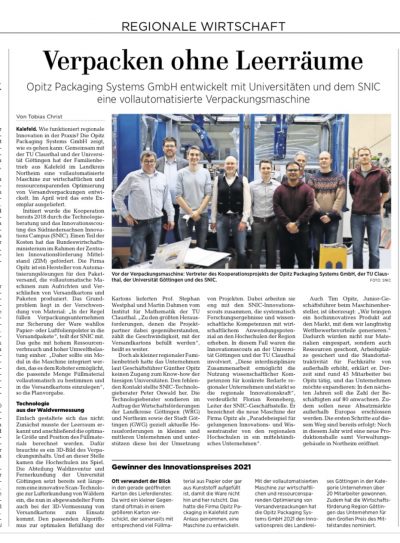 Göttinger Tageblatt "Verpacken ohne Leerräume"